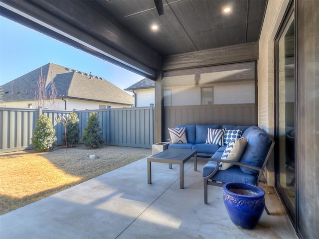 view of patio with an outdoor hangout area