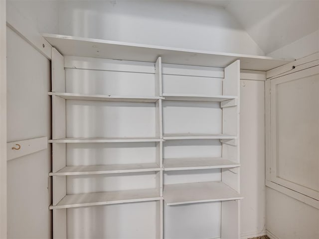 walk in closet featuring lofted ceiling