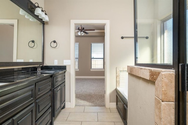 bathroom featuring vanity and a bathing tub