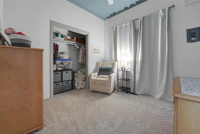 carpeted bedroom featuring a closet