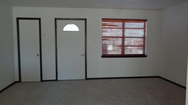 foyer with carpet floors