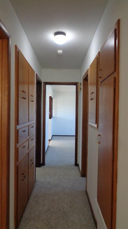 hallway with light carpet