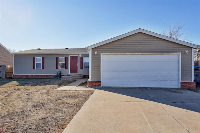 single story home with a garage