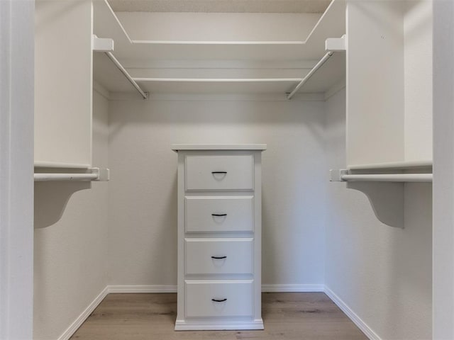 spacious closet with light hardwood / wood-style flooring