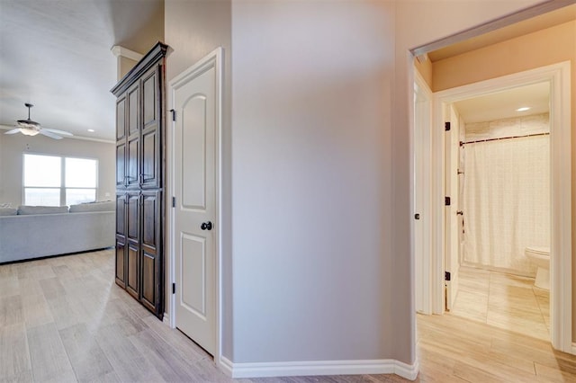 hall featuring light wood-type flooring