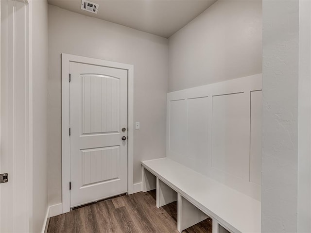 mudroom featuring dark wood-type flooring