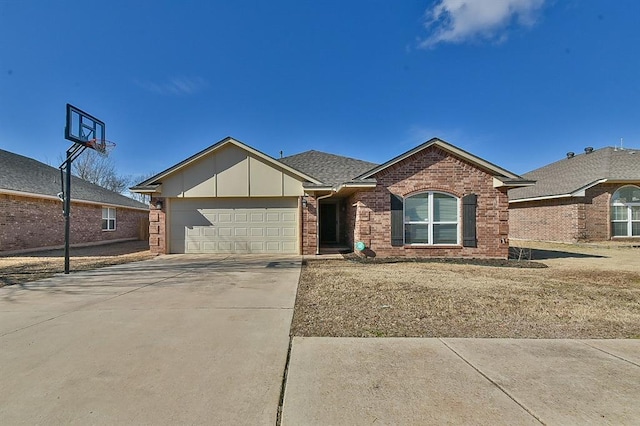 ranch-style home featuring a garage