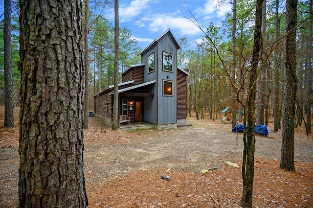 view of outdoor structure featuring a playground