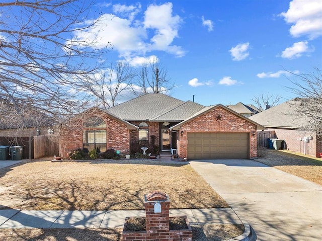 single story home with a garage