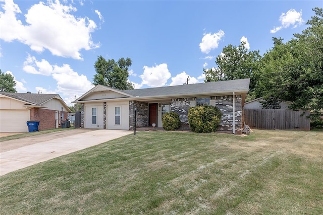 single story home with a front yard