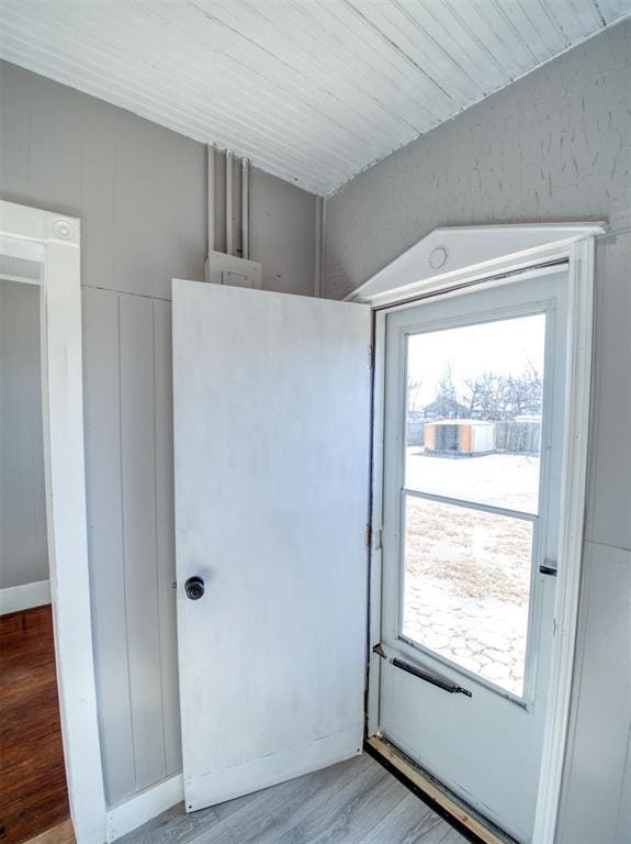 doorway featuring hardwood / wood-style flooring