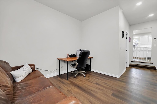 office area featuring dark hardwood / wood-style floors