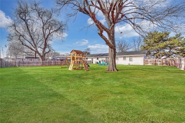 view of yard featuring a playground