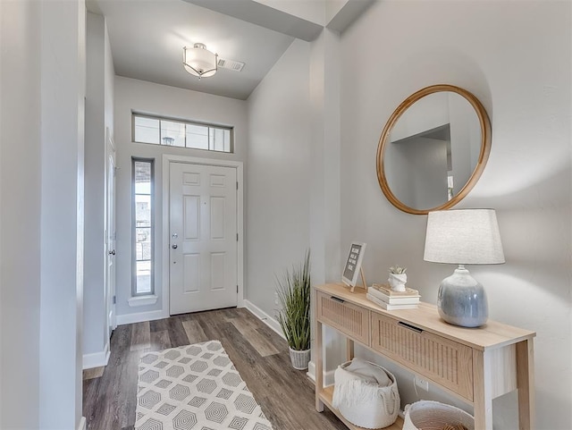 entrance foyer featuring dark hardwood / wood-style flooring