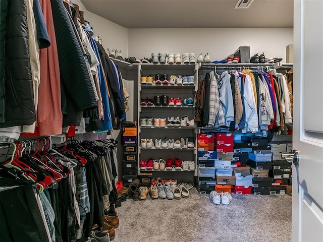 spacious closet with carpet flooring