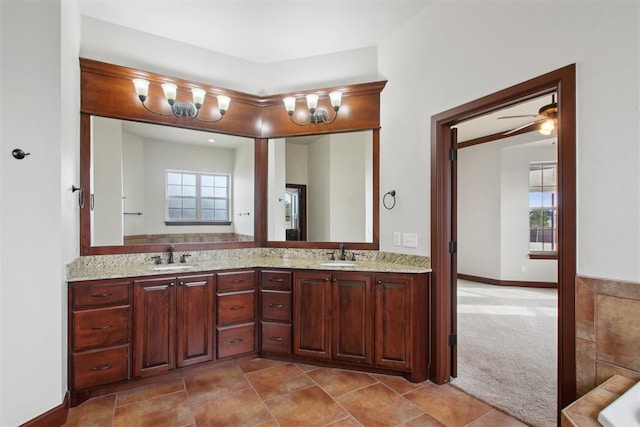 bathroom with vanity and a wealth of natural light