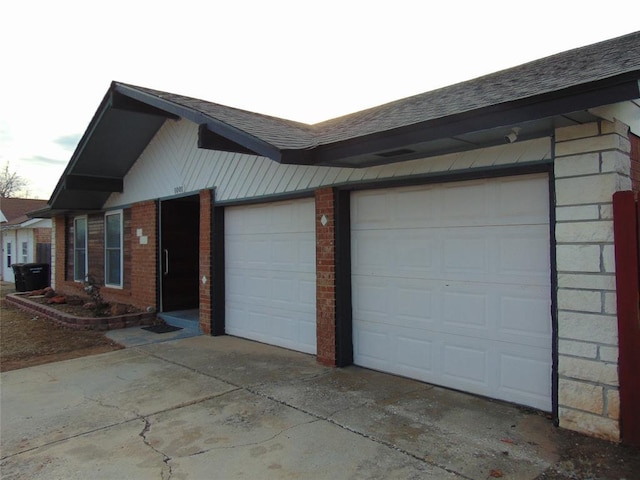 exterior space featuring a garage