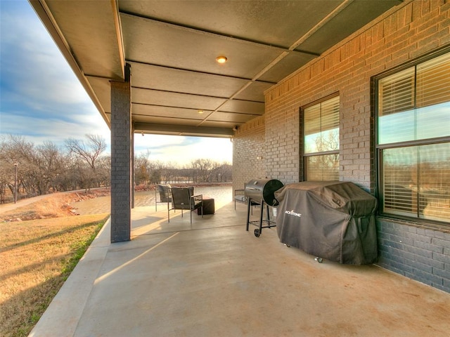 view of patio with area for grilling