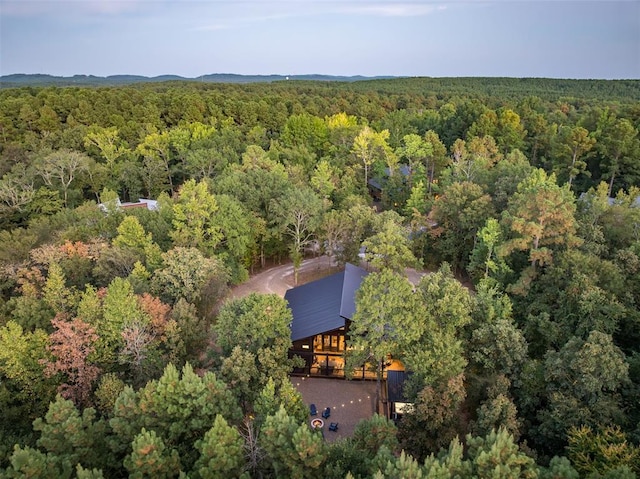 bird's eye view featuring a forest view