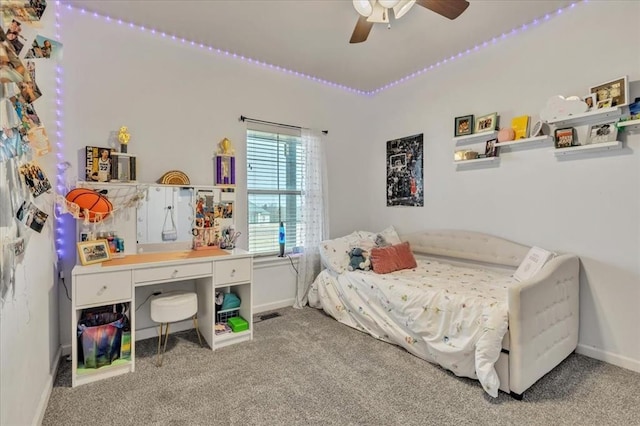 bedroom with light carpet