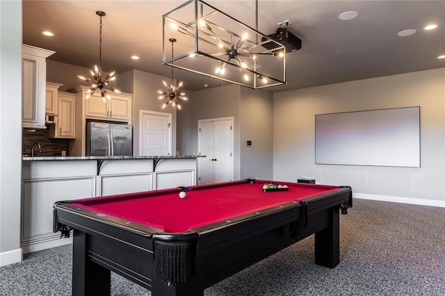 rec room featuring billiards