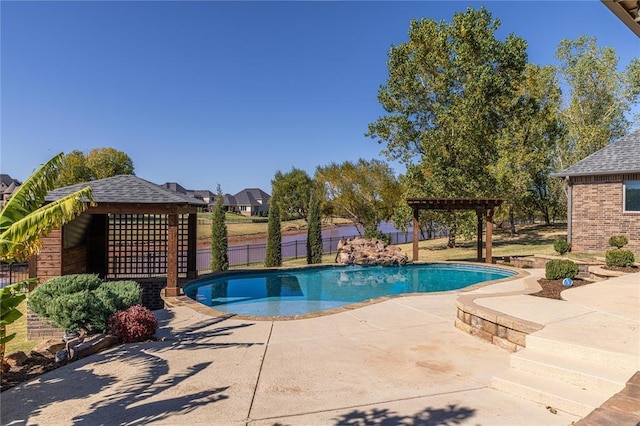 view of pool featuring a gazebo, a patio, and a pergola