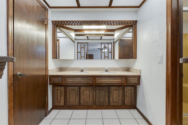 9718 Hummingbird Ln, Oklahoma City, OK 73162 - bathroom with vanity and tile patterned floors