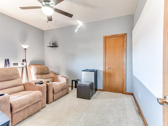 interior space featuring ceiling fan