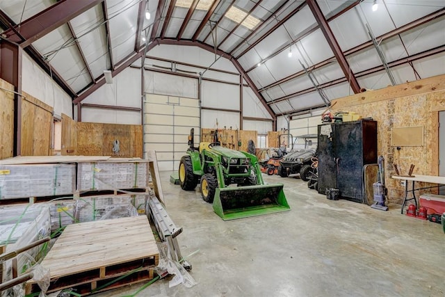 garage featuring a workshop area