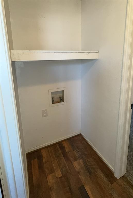 washroom featuring washer hookup and dark hardwood / wood-style flooring