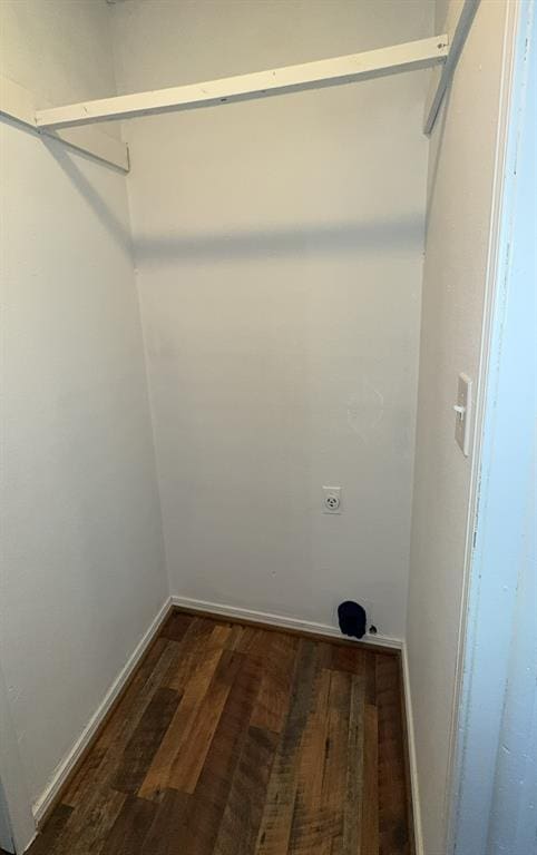 spacious closet with dark wood-type flooring