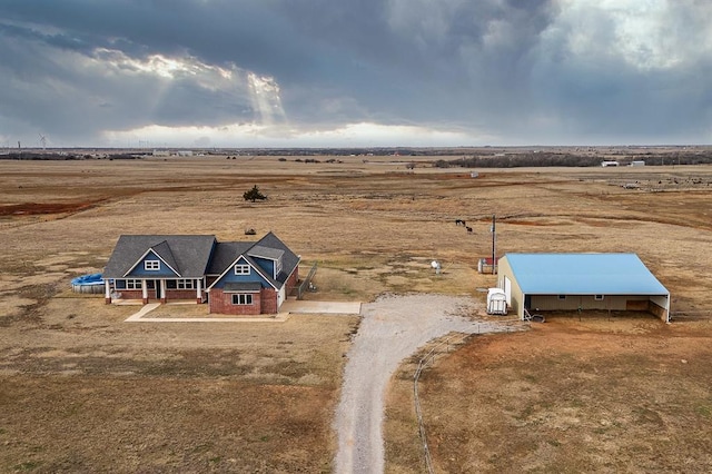 aerial view with a rural view