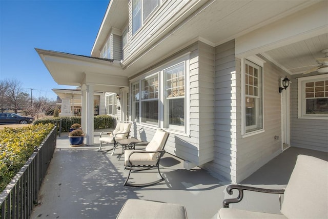 view of patio / terrace with ceiling fan