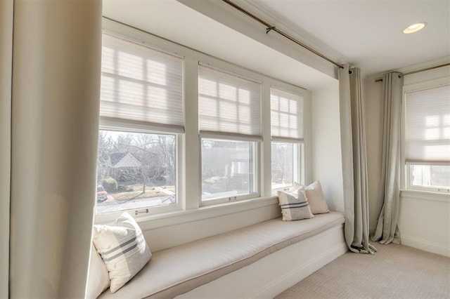 sitting room with carpet floors