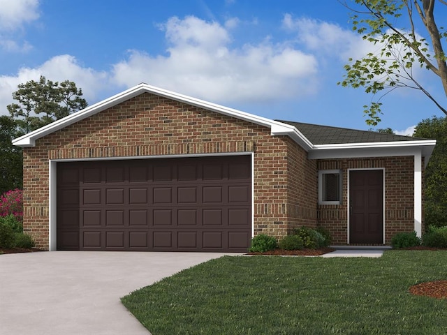 view of front of house featuring a garage and a front yard