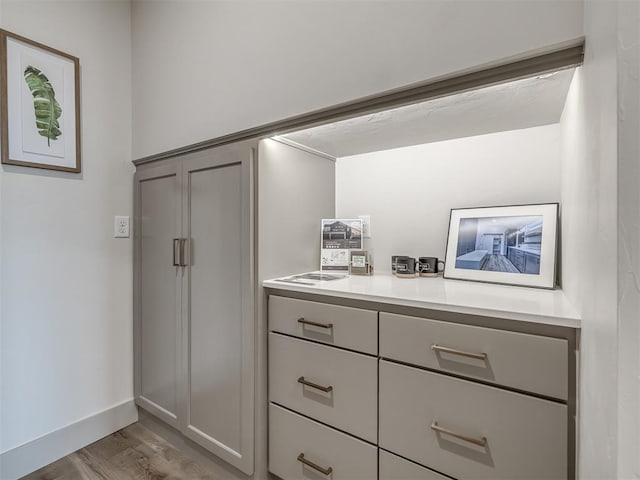 interior space with hardwood / wood-style floors