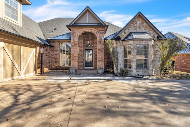 property entrance with a garage