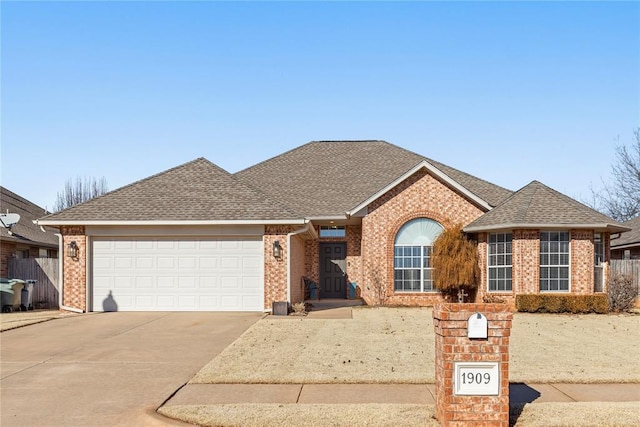 single story home with a garage