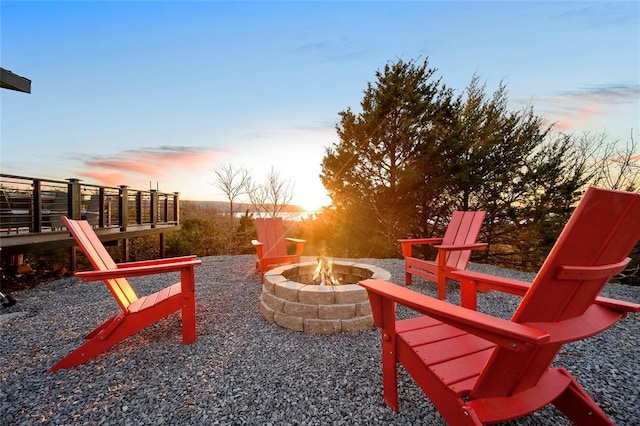 exterior space featuring a fire pit