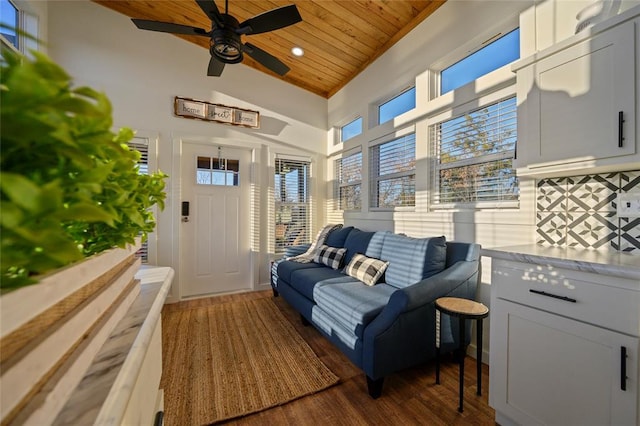 interior space featuring wooden ceiling