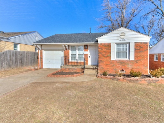 single story home with a garage