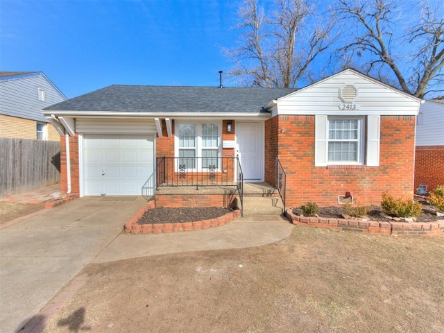 single story home with a garage