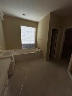 bathroom featuring vanity and a tub