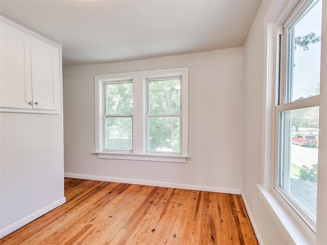 spare room featuring light hardwood / wood-style flooring