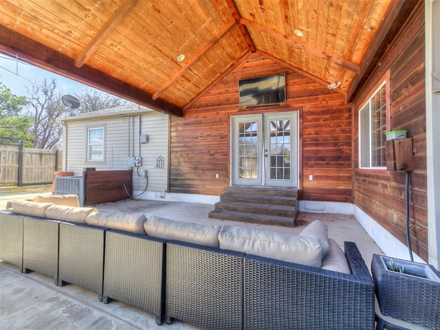 view of patio featuring outdoor lounge area and french doors