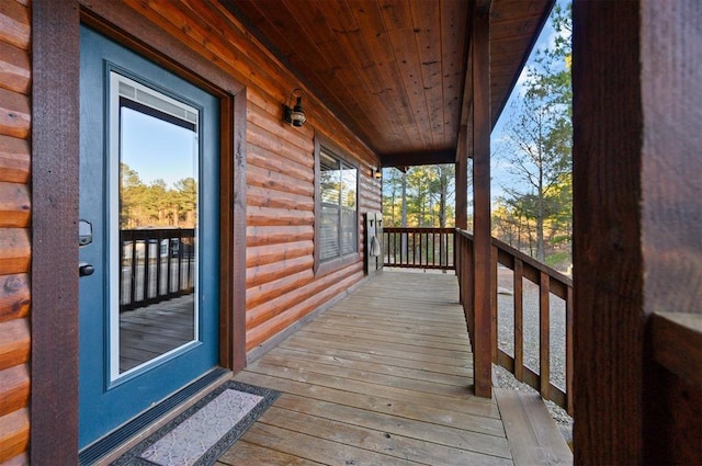 wooden terrace with covered porch