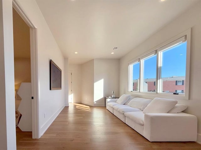 living room with light wood-type flooring