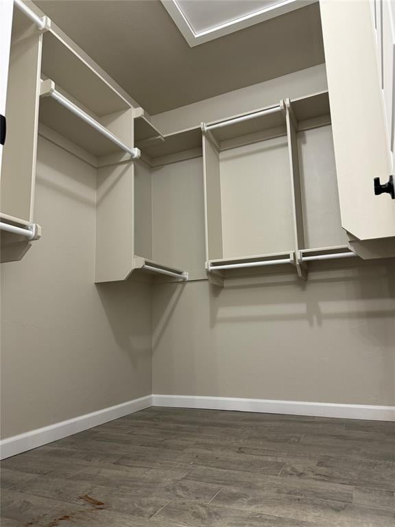 spacious closet featuring dark wood-type flooring