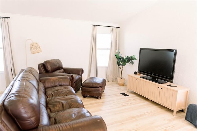 living room featuring light wood-type flooring