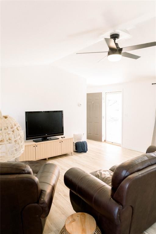 living room with ceiling fan